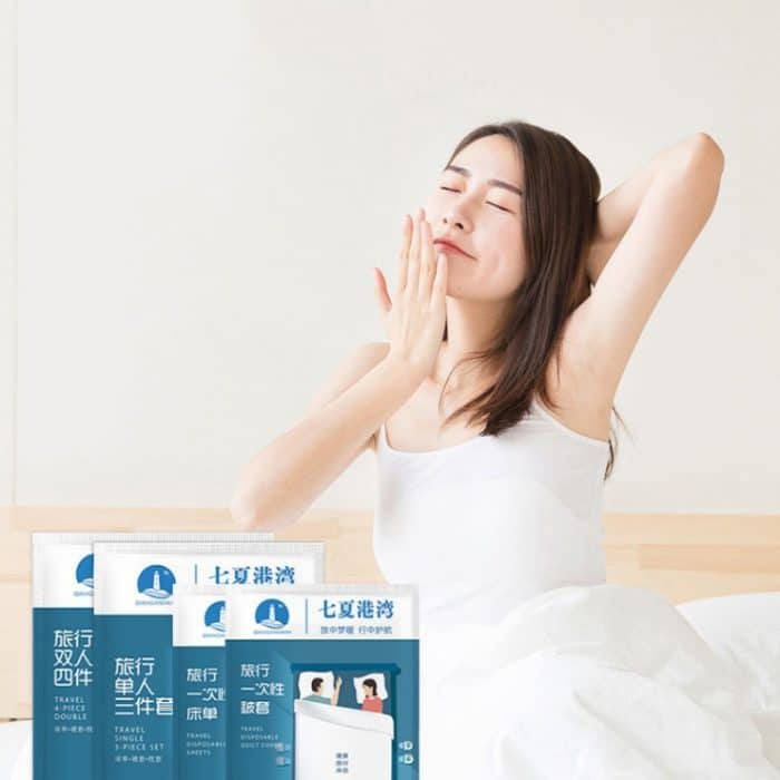 2 Stück Reise- und Hotelzubehör, Einweg-Kissenbezug, schmutzabweisend, Bettbezug, Quilt Cover For 1 Person 190x220cm, Quilt Cover For 2 Person 240x220cm, Sheet For 1 Person 160x220cm, Sheet For 2 Person 220x220cm, Pillowcase 50x80cm, 3 In 1 For 1 Perso... – Bild 2