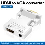 HDMI-Buchse auf VGA-Stecker mit Audio-Adapter, Computer-Monitor, TV-Projektor, Konverter, White, Gold, Black – Bild 7