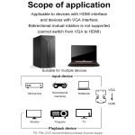 HDMI-Buchse auf VGA-Stecker mit Audio-Adapter, Computer-Monitor, TV-Projektor, Konverter, White, Gold, Black – Bild 3