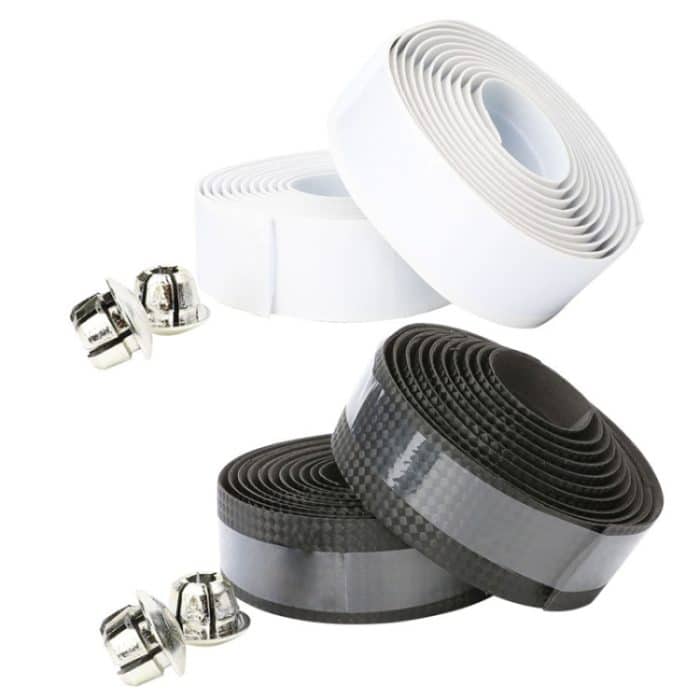 2 Paar Rennrad-Krawatten mit Carbonfaser-Textur und Schlangenleder-Lenkerbinder, Black, White – Bild 2