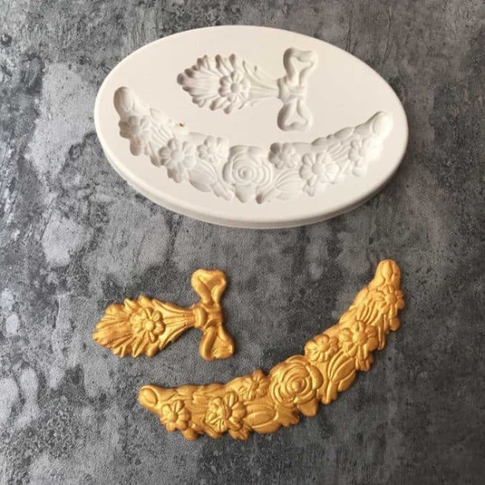 5 PCs Muster Spitzen dekorative flüssige Silikon Fondantform – Bild 3