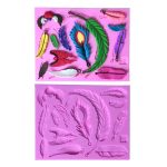 2 PCs Feder geformte Fondantkuchen Silikonform Backkuchen -Dekorationswerkzeuge