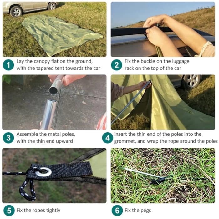 Outdoor-Picknick-Campingzelt an der Seite des Autos, regensicheres Sonnenschutzdach, 300x150cm – Bild 4