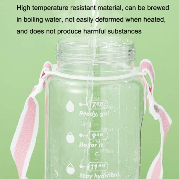 Zeitskala Trinkwasser Ziel Transparente Sportkessel, (Ivory White), (Cherry Blossom Pink), (Matcha Green) – Bild 5