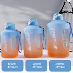 Sportflasche mit großem Fassungsvermögen und Farbverlauf aus Strohhalm mit Skala, 2300ml – Bild 5