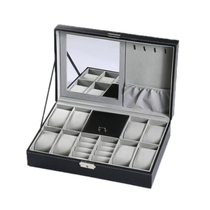 8-Bit-Uhrendisplay-Aufbewahrungsbox für Halskette, Ring, Schmuckschatulle mit Spiegel, 8-Bit Watch Display Box – Bild 6