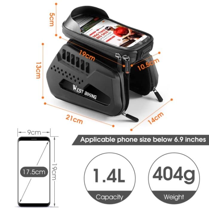 WEST BIKING Fahrrad-TPU-Hartschalen-Frontträger-bilaterale Handytasche, YP0707294 – Bild 3