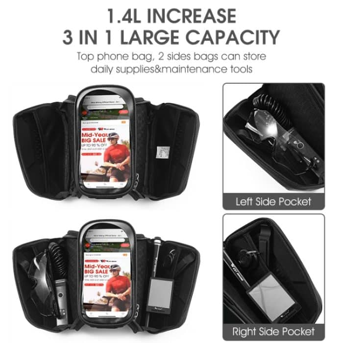 WEST BIKING Fahrrad-TPU-Hartschalen-Frontträger-bilaterale Handytasche, YP0707294 – Bild 4