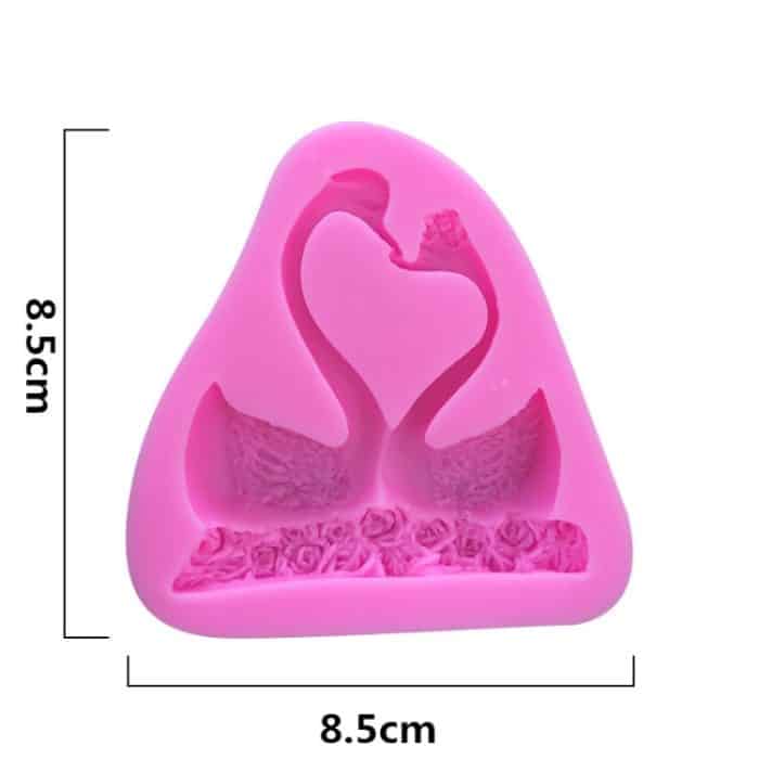 2 PCs Double Swan Rose DIY Fondant Backkuchen Flüssigkeit Silikonform – Bild 3