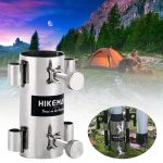HIKEMAN Outdoor-Camping-Überdachungsstangenhalter mit vergrößerter Öffnung, Stil:, Stainless Steel (Silver), Adjustment (Black)