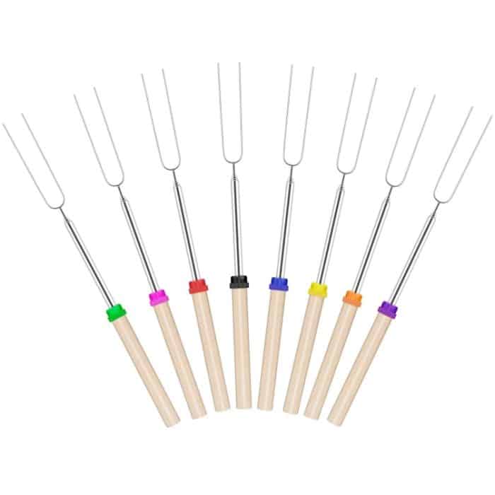 2 Stück 1124-7 Marshmallow-Grillgabel mit einziehbarem Holzstab, Spsc:, Drawstring Bag, Zipper Bag – Bild 2