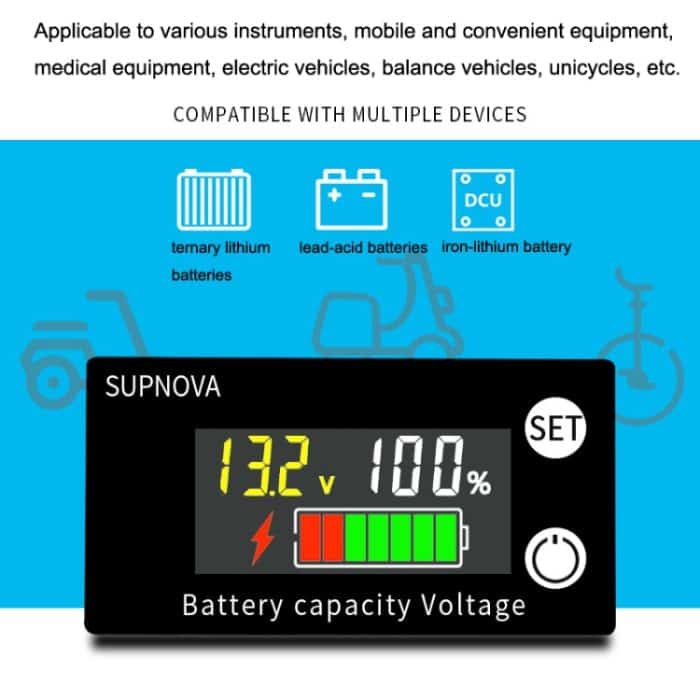 SUPNOVA LCD-Farbbildschirm, DC-Voltmeter, Lithium-Akku-Messgerät, Stil:, Ordinary Type, Alarm + Temperature Type, Waterproof Type – Bild 6