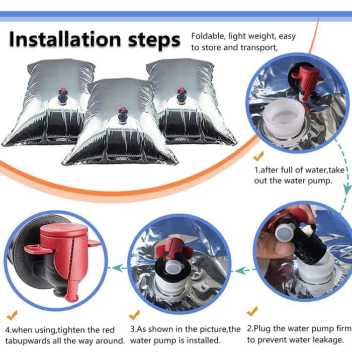 2 Stück Outdoor-Notfall-Wasserbeutel, isolierte Picknick-Getränke-Aufbewahrungstasche, 3L, 5L, 10L, 15L, 20L – Bild 4