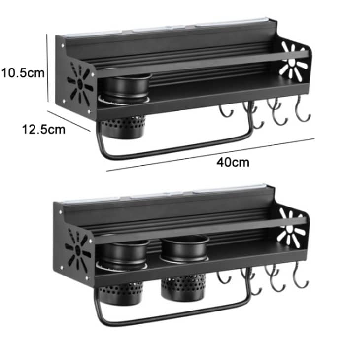 Wandmontiertes Gewürzflaschenmesser-Aufbewahrungsregal für die Küche, Spezifikationen, A1 40cm One Cup 6 Hook, A2 40cm Two Cup 6 Hook, B1 50cm One Cup 8 Hook, B2 50cm Two Cup 8 Hook, C1 60cm One Cup 10 Hooks, C2 60cm Two Cup 10 Hook – Bild 7