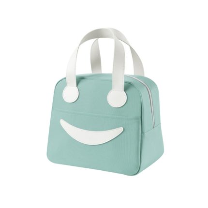 Smiley-Lunchtasche mit Ledergriffen, Größe:, S (Green), S (Pink), S (Gray), S (Navy Blue), S (Yellow), L (Green), L (Pink), L (Gray), L (Navy Blue), L (Yellow)