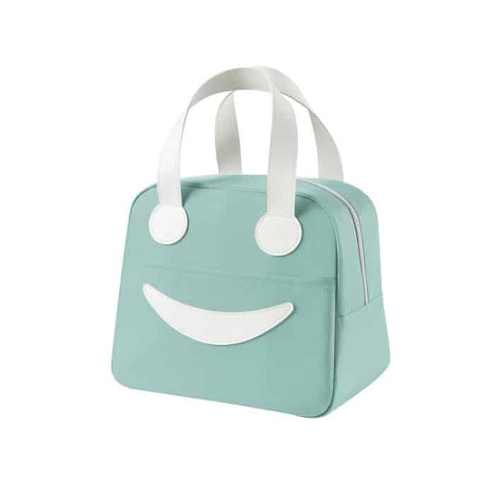 Smiley-Lunchtasche mit Ledergriffen, Größe:, S (Green), S (Pink), S (Gray), S (Navy Blue), S (Yellow), L (Green), L (Pink), L (Gray), L (Navy Blue), L (Yellow) – Bild 1