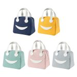 Smiley-Lunchtasche mit Ledergriffen, Größe:, S (Green), S (Pink), S (Gray), S (Navy Blue), S (Yellow), L (Green), L (Pink), L (Gray), L (Navy Blue), L (Yellow) – Bild 2