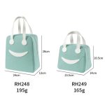 Smiley-Lunchtasche mit Ledergriffen, Größe:, S (Green), S (Pink), S (Gray), S (Navy Blue), S (Yellow), L (Green), L (Pink), L (Gray), L (Navy Blue), L (Yellow) – Bild 3