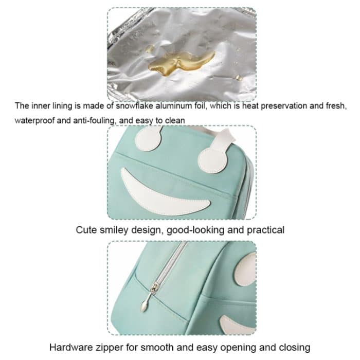 Smiley-Lunchtasche mit Ledergriffen, Größe:, S (Green), S (Pink), S (Gray), S (Navy Blue), S (Yellow), L (Green), L (Pink), L (Gray), L (Navy Blue), L (Yellow) – Bild 6