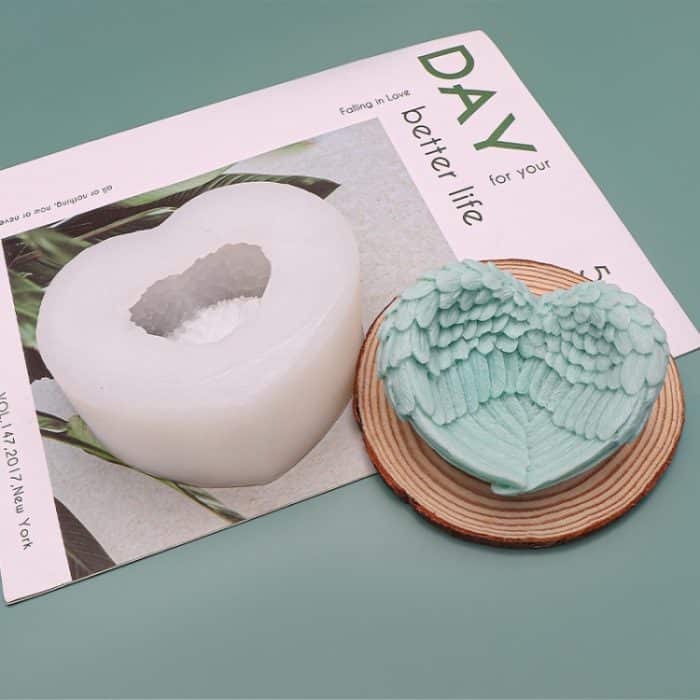 Herzförmige Engelsflügel-Silikonform zum Backen von Eiscreme-Kerzen, Aromatherapie-Form, L, S – Bild 1