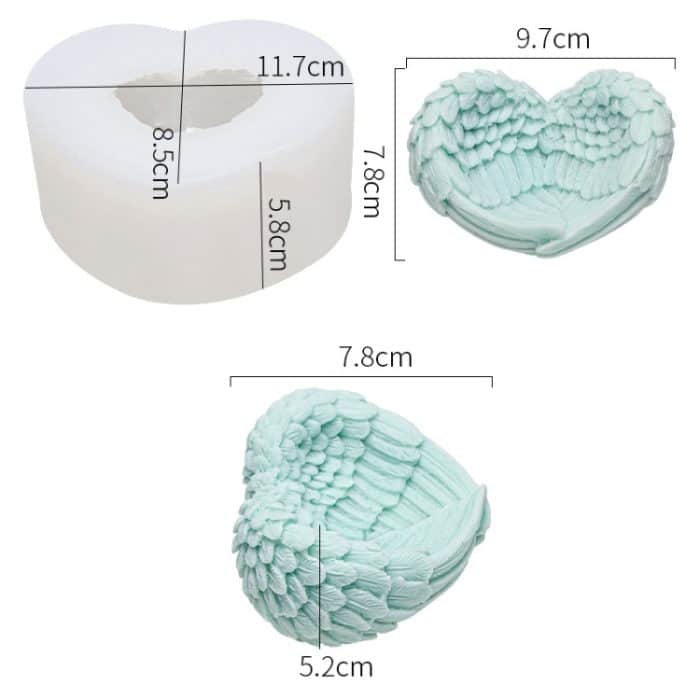 Herzförmige Engelsflügel-Silikonform zum Backen von Eiscreme-Kerzen, Aromatherapie-Form, L, S – Bild 4