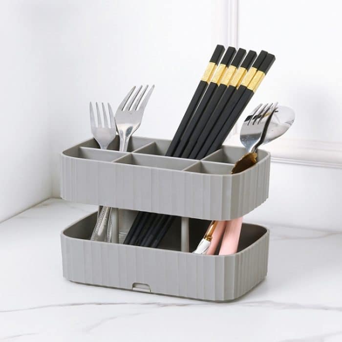 TBD0602479401A.jpg 2 PCS Küche Löffel Messer Rack Ablassen Stäbchen Käfig Multifunktionale Lagerung Box, 2 PCS Grey – Bild 1