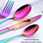 4 Teile/satz Edelstahl Western Steak Gabel Löffel Messer Set, True Color, Golden, Rose Gold, Colorful, Black – Bild 4