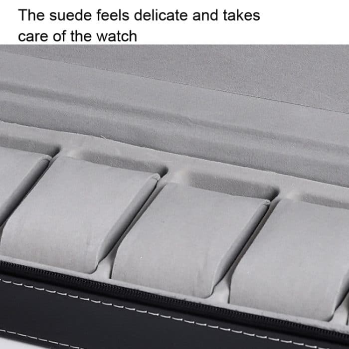 6-Bit-Reißverschluss-Uhrenbox, Aufbewahrungsbox, PU-Reißverschluss-Tasche, Uhrenbox, 6 Bit – Bild 6