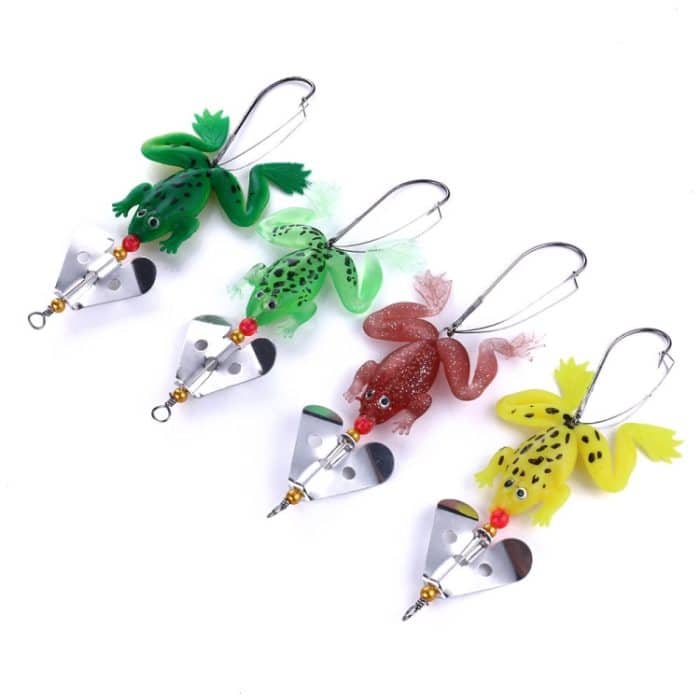 2 Sets HENGJIA SP011 7 cm 6 g Frosch Soft Fish Pailletten Süßwasser Einzelhaken Bionic Bait, SP011 4 Colors – Bild 2