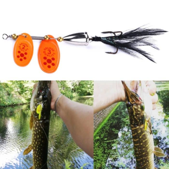 4 Stück HENGJIA SP304 6,5 cm 13 g Federhaken rotierende Pailletten-Straßenköder, SP304 Orange Red, SP304 Black, SP304 Yellow – Bild 1