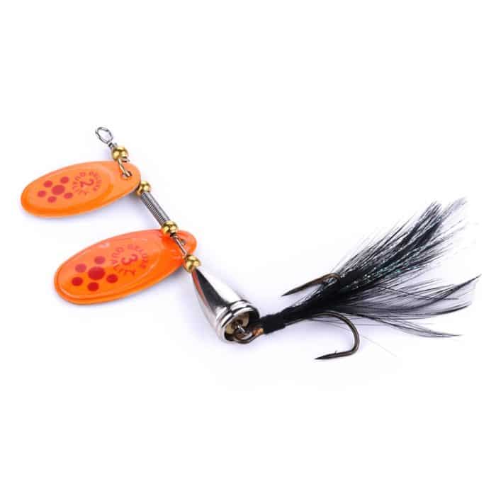4 Stück HENGJIA SP304 6,5 cm 13 g Federhaken rotierende Pailletten-Straßenköder, SP304 Orange Red, SP304 Black, SP304 Yellow – Bild 5