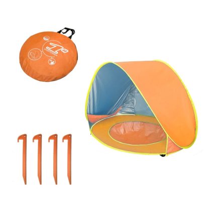 Baby-Strandzelt mit tragbarem, faltbarem Sonnenschutz für den Pool, Orange, Pink, Pink Stripe, Shark Gray, Shark Yellow