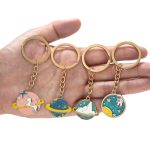 5 Stück Tropföl runder Schlüsselanhänger Schlüsselanhänger Taschenanhänger, Planet Rocket, Cosmic Planet, Astronauts, Snow Mountain, Blue Planet, Astronauts Alloy, Unicorn – Bild 3