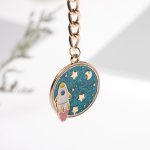 5 Stück Tropföl runder Schlüsselanhänger Schlüsselanhänger Taschenanhänger, Planet Rocket, Cosmic Planet, Astronauts, Snow Mountain, Blue Planet, Astronauts Alloy, Unicorn – Bild 4