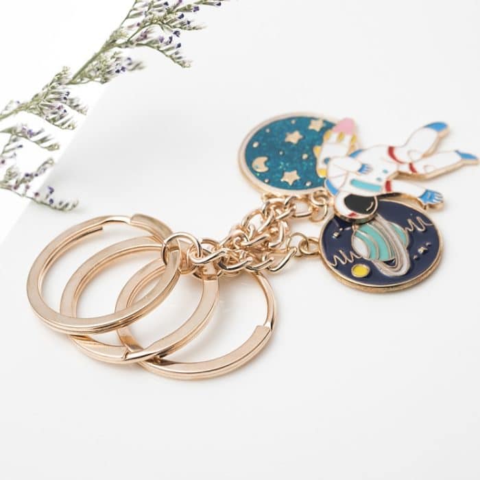 5 Stück Tropföl runder Schlüsselanhänger Schlüsselanhänger Taschenanhänger, Planet Rocket, Cosmic Planet, Astronauts, Snow Mountain, Blue Planet, Astronauts Alloy, Unicorn – Bild 5