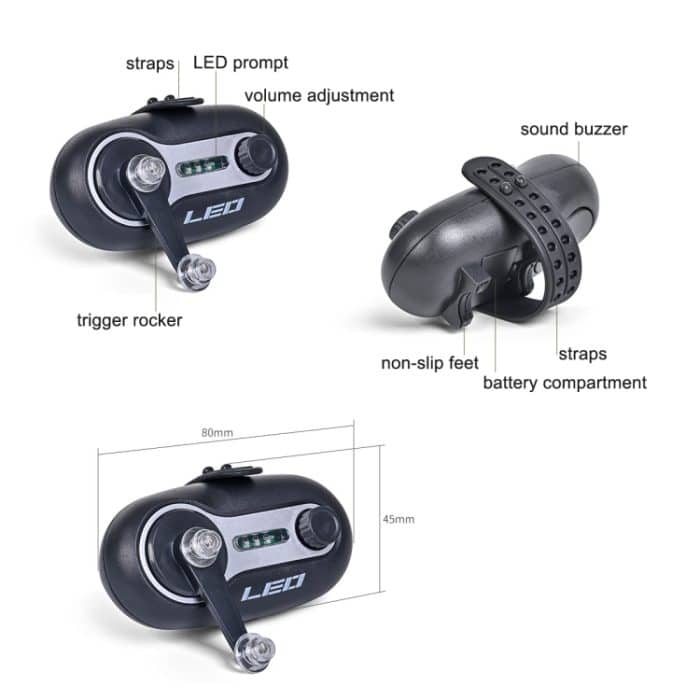 LEO 28152 Meeresruten-Ton- und Lichtalarm, Angelruten-Schnellalarm, Stil:, Turntable Blue, Turntable Black, Rocker Blue, Rocker Black – Bild 3