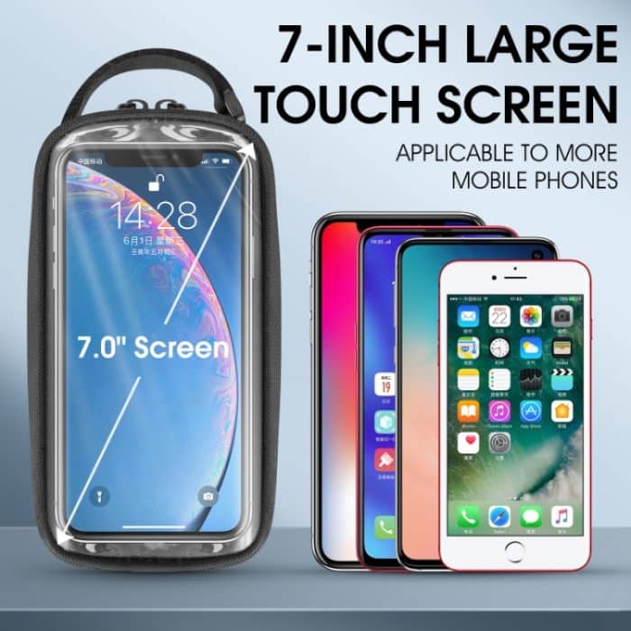 WEST BIKING 7-Zoll-Mountainbike-Handy-Touchscreen-Frontträgertasche, Black, Black Gray – Bild 3