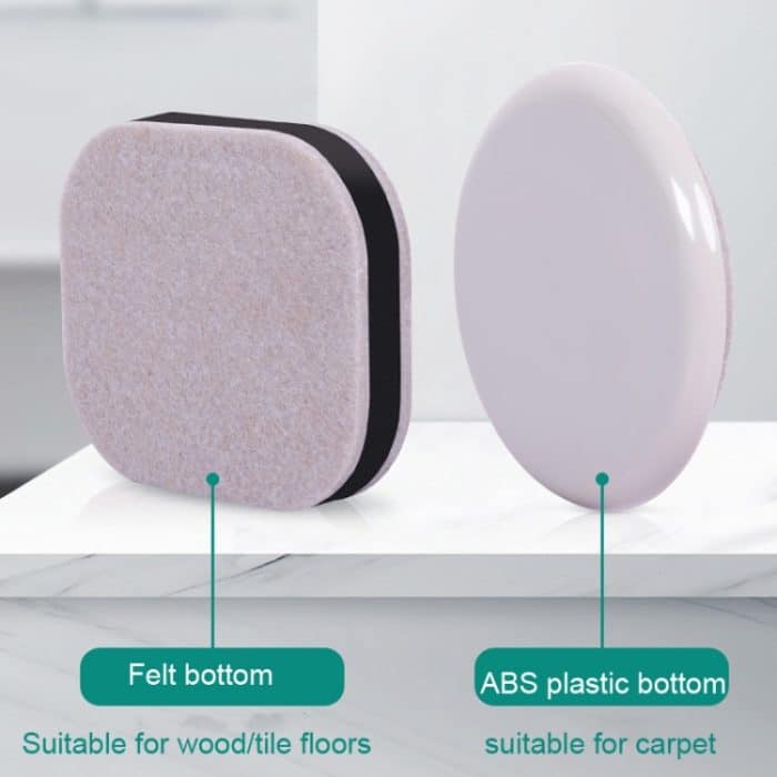 5 Stück Computersitz-Riemenscheibenhalter, Stuhlrolle, rutschfeste Unterlage, Square Bean-colored Felt Bottom, Square Brown Felt Bottom, Round Bean Color Plastic Bottom, Round Black Plastic Bottom – Bild 4