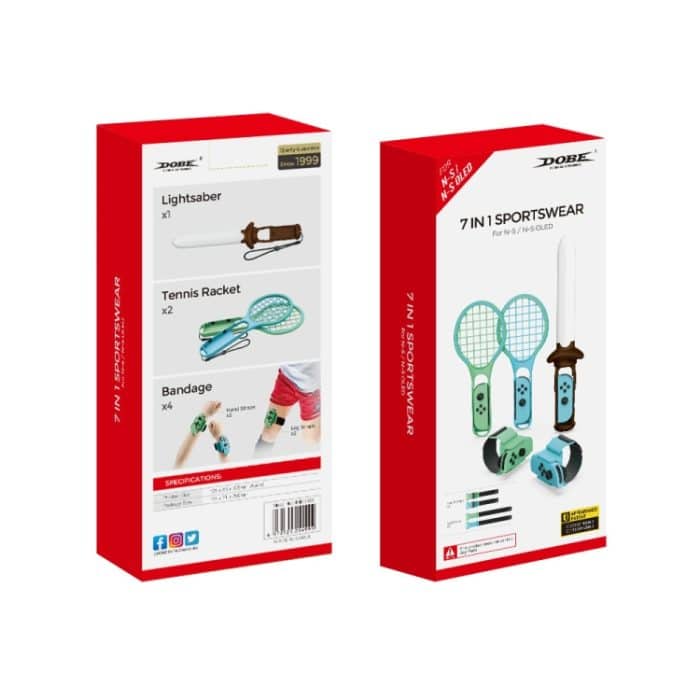 DOBE TNS-2123 Sportlichtschwert + Beinschlaufe + Tennisschläger + Handschlaufe 7-in-1-Sportset für Nintendo Switch – Bild 6