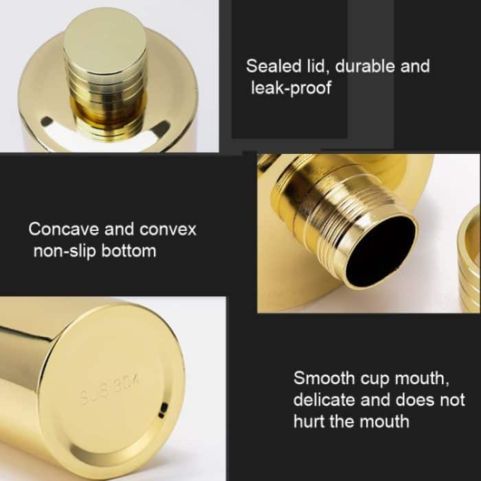 Zylindrischer Flachmann aus Edelstahl 304 für den Außenbereich, Mirror  Surface 500ml, Mirror  Surface 1000ml, Frosted Surface 500ml, Frosted Surface 1000ml, Electroplating Gold 500ml, Electroplating Gold 1000ml, Electroplating Black 500ml... – Bild 4