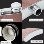 6oz Holz-Leder-Flachmann Edelstahl Whisky Wein Alkohol Flagon, Style 1, Style 2, Style 3, Style 4, Style 5 – Bild 5