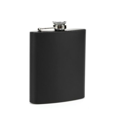 Flachmann aus Edelstahl 304, mattschwarz lackiert, für Whisky, Wodka, Wein, 6oz, 7oz, 8oz