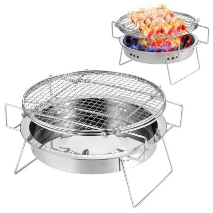RG_011 Outdoor-Grill, rund, klappbar, aus Edelstahl, Größe:, 22 x 14cm, 30 x 19.5cm