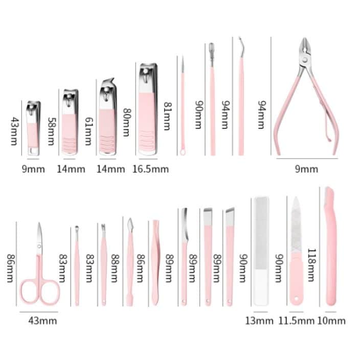 Edelstahl-Nagelknipser-Set, Beauty-Augenbrauenschneider, Farbe:, 7 PCS/Set (Pink), 12 PCS/Set (Pink), 18 PCS/Set (Pink), 7 PCS/Set (Gold), 10 PCS/Set (Gold), 18 PCS/Set (Gold), 26 PCS/Set Silver, 26 PCS/Set Rose Gold, 6 PCS/Set (Pink), 4 PCS/Set (Pink) – Bild 2