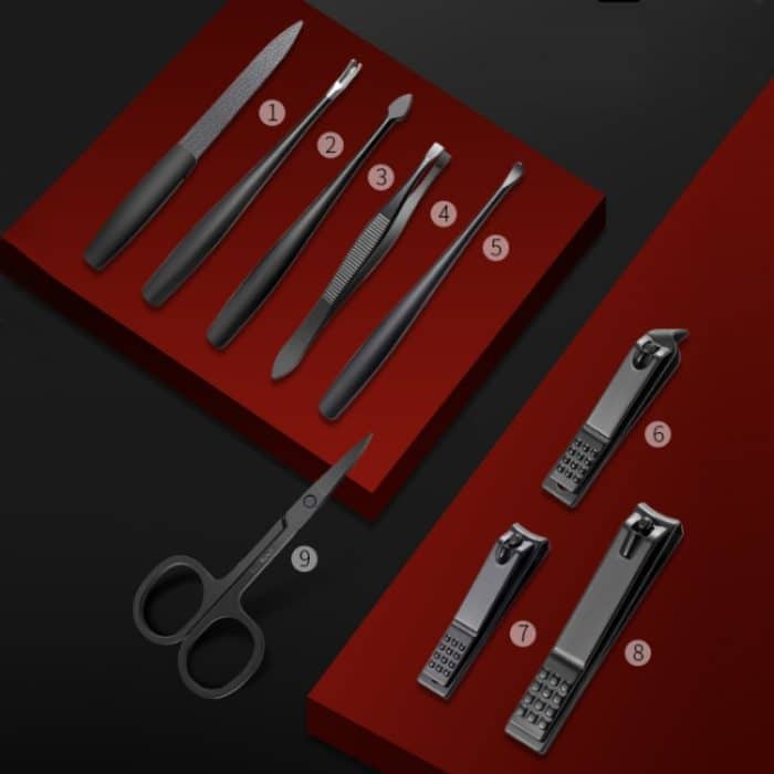 9-teiliges Nageltrimm-Set aus Edelstahl für abgestorbene Haut – Bild 2