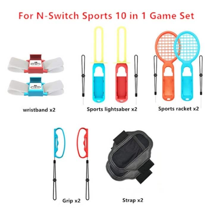IPLAY HBS-447 10-in-1-Griff + Handschlaufe + Riemen + Lichtschwert + Schläger-Sportset für Nintendo Switch, IPLAY 10 In 1 – Bild 2
