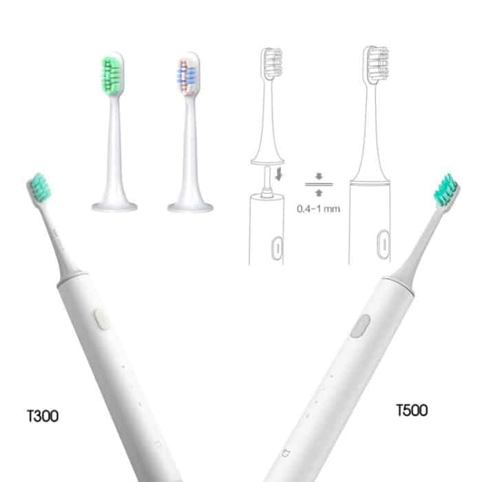 2 Stück für Xiaomi Mijia T300 T500 elektrische Zahnbürste Ersatzkopf, T300 &T500 Brush (Green), T300 &T500 Brush (Pink) – Bild 2
