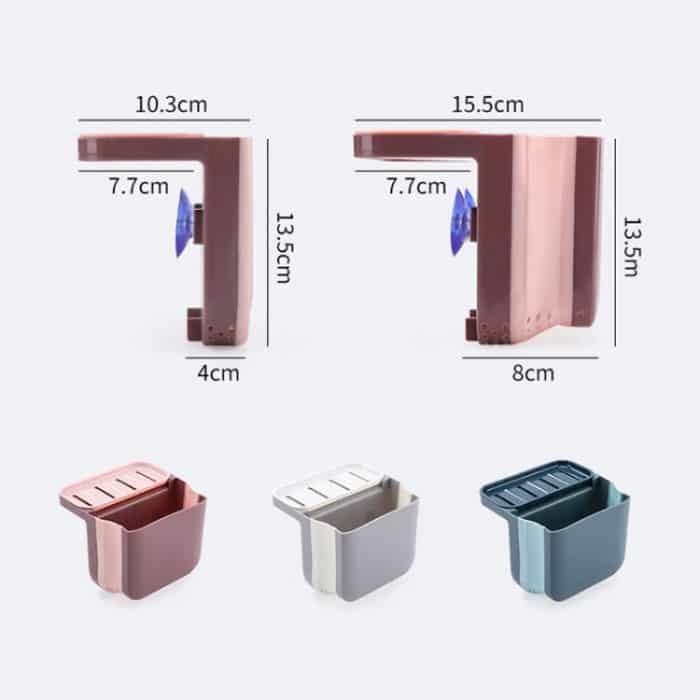 2 Stück Küchenspüle mit Teleskop-Abflusskorb, Saugnapf zum Aufhängen, Mülleimer, Gray, Blue, Pink – Bild 2