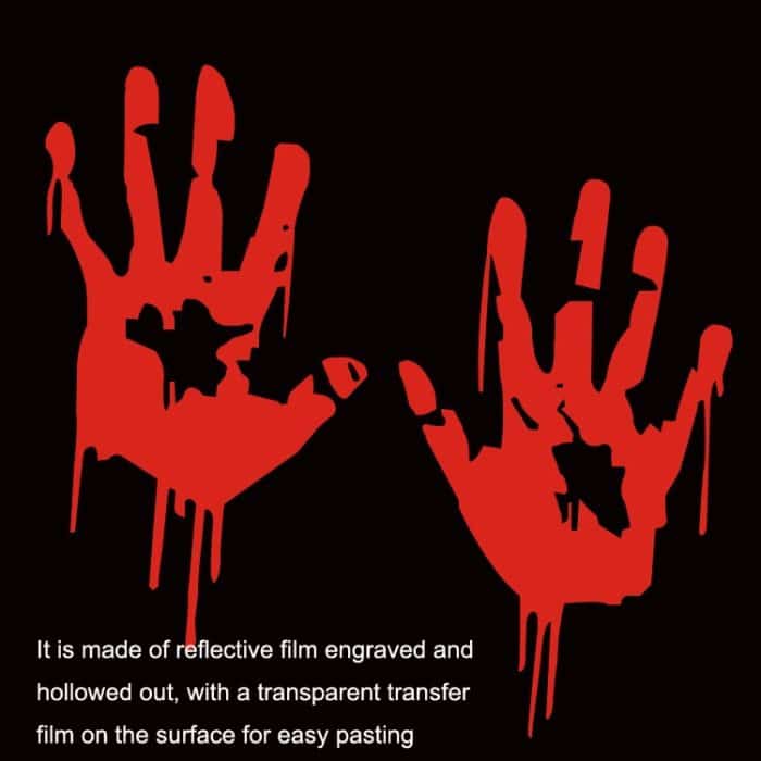 5 Sets wasserdichter Sonnenschutz-reflektierender Autoaufkleber, Blut-Handabdruck, Halloween-Aufkleber, Blood Handprint – Bild 2