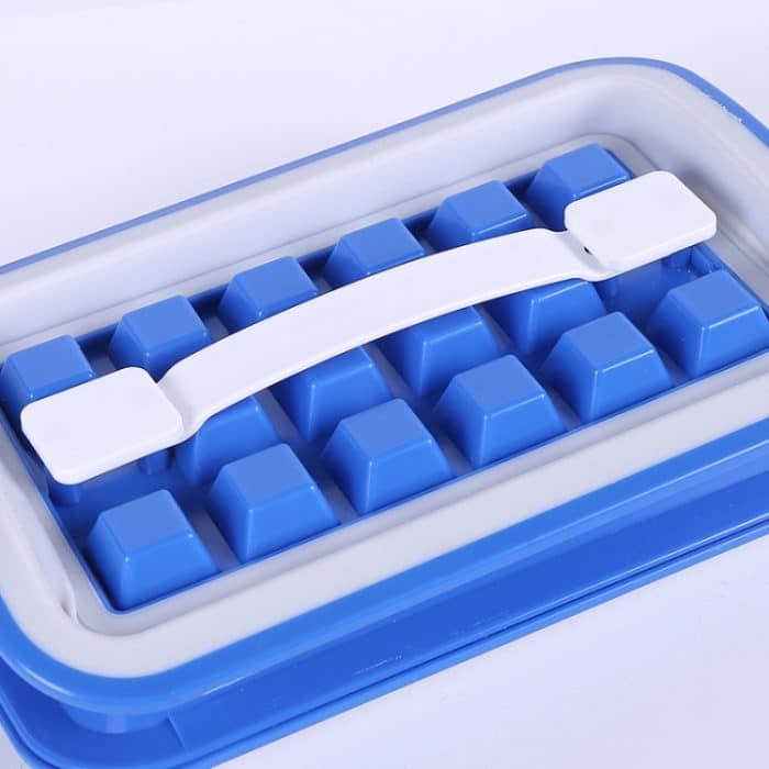 Zusammenklappbare Eiswürfelschale für Zuhause, Curling-Aufbewahrungsbox, Eiswürfelform, Stil:, Rectangle  Blue, Rectangle  Green, Diamond Blue, Diamond Yellow – Bild 3